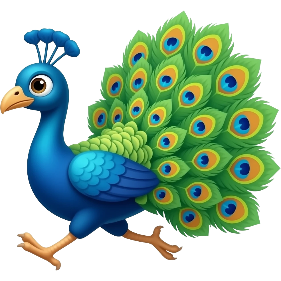 Cartoon peocock running emoji