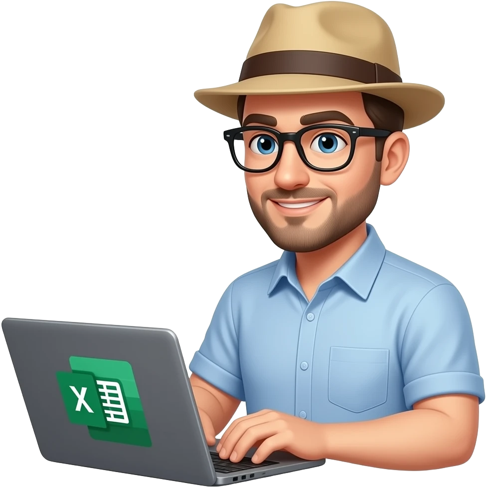 guy with microsift excel with a Pulte hat collar shirt and glasses emoji