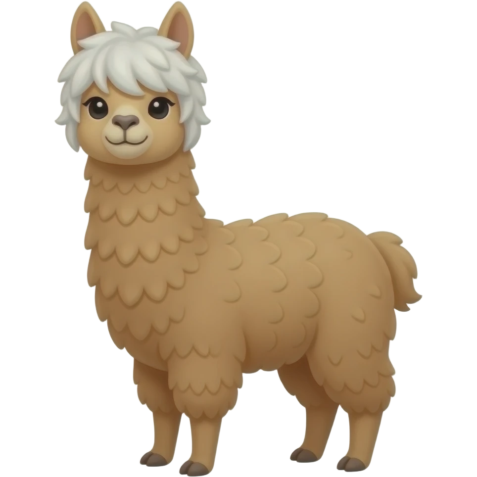 Alpaca  cute white styled hair fully body emoji
