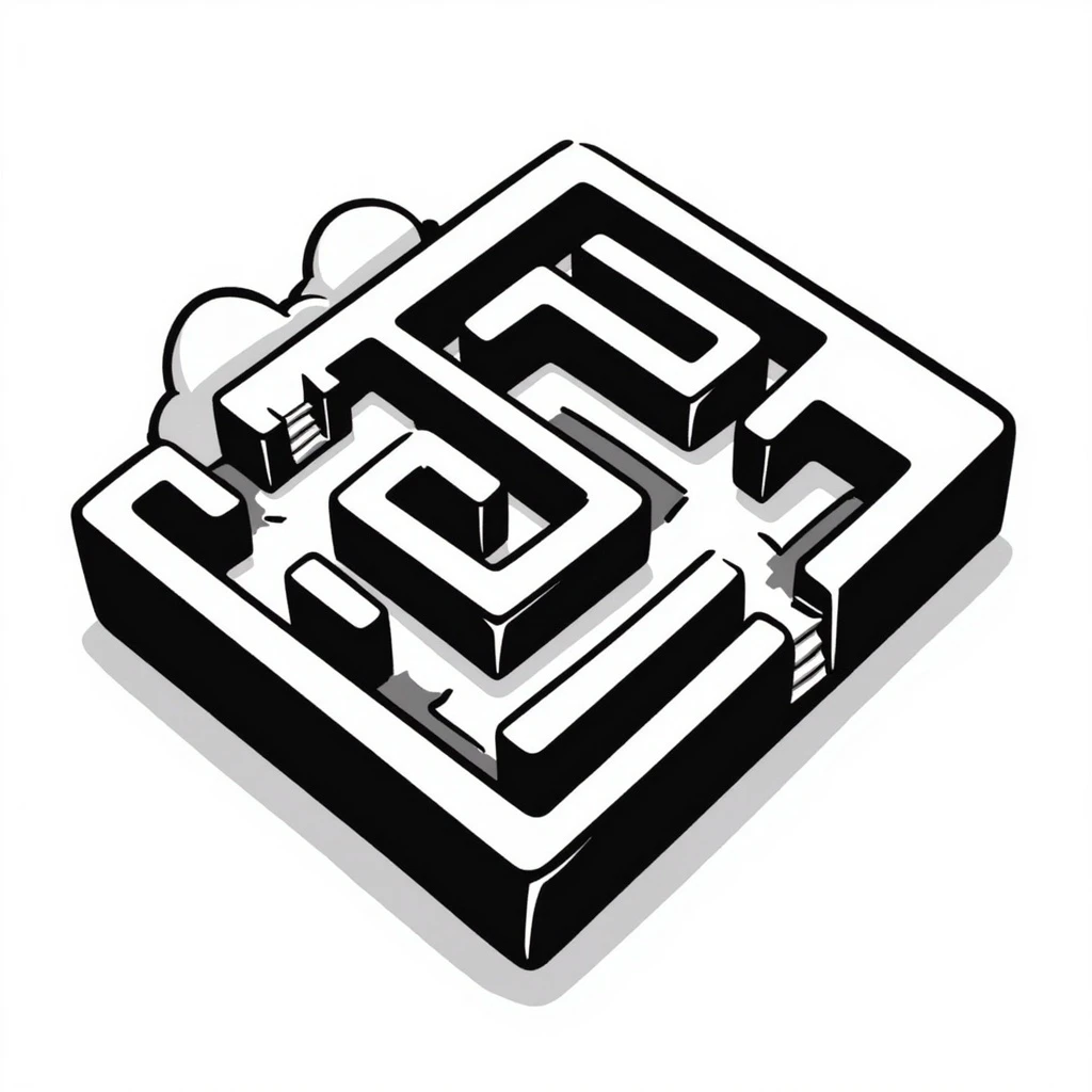 a maze in a hand-drawn doodle style, black lines emoji