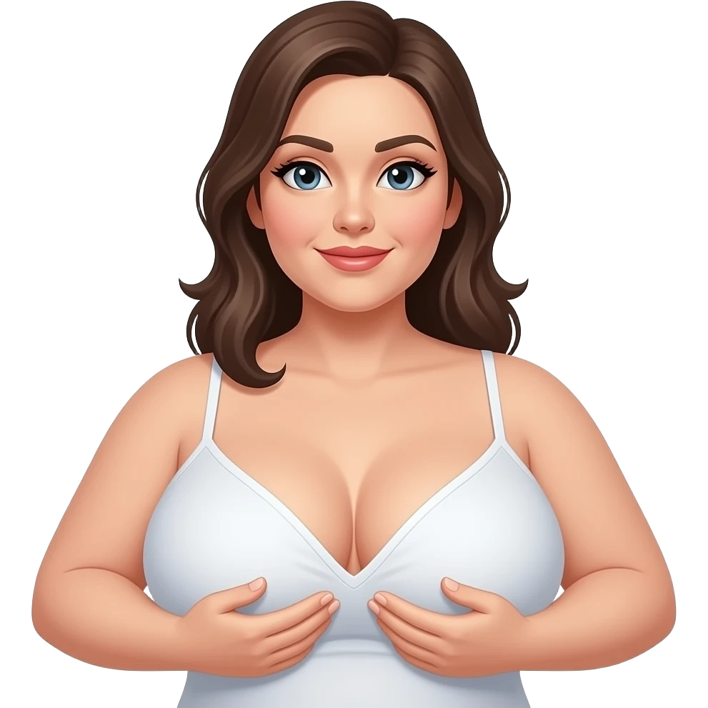 A women showing her boobs and her boobs are extra large emoji
