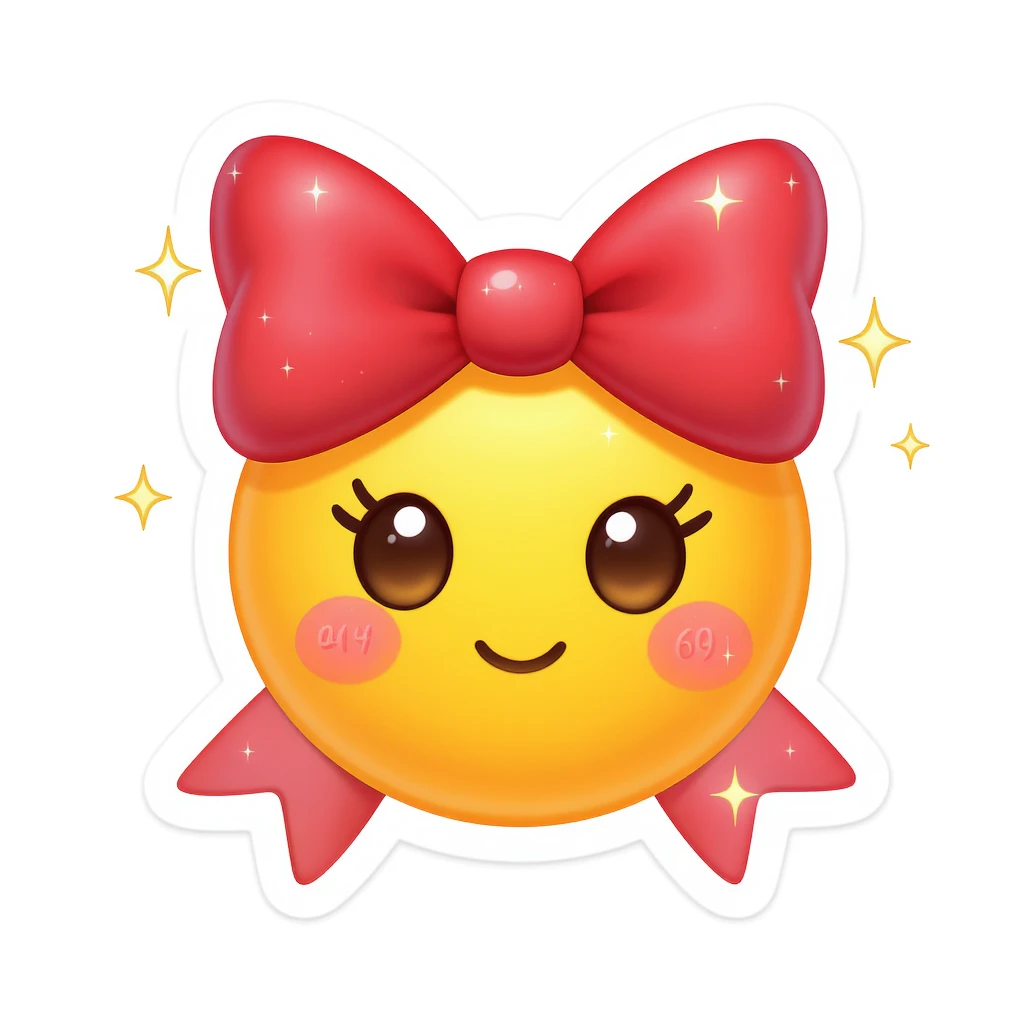 bow emoji, cute and shiny, with sparkles emoji