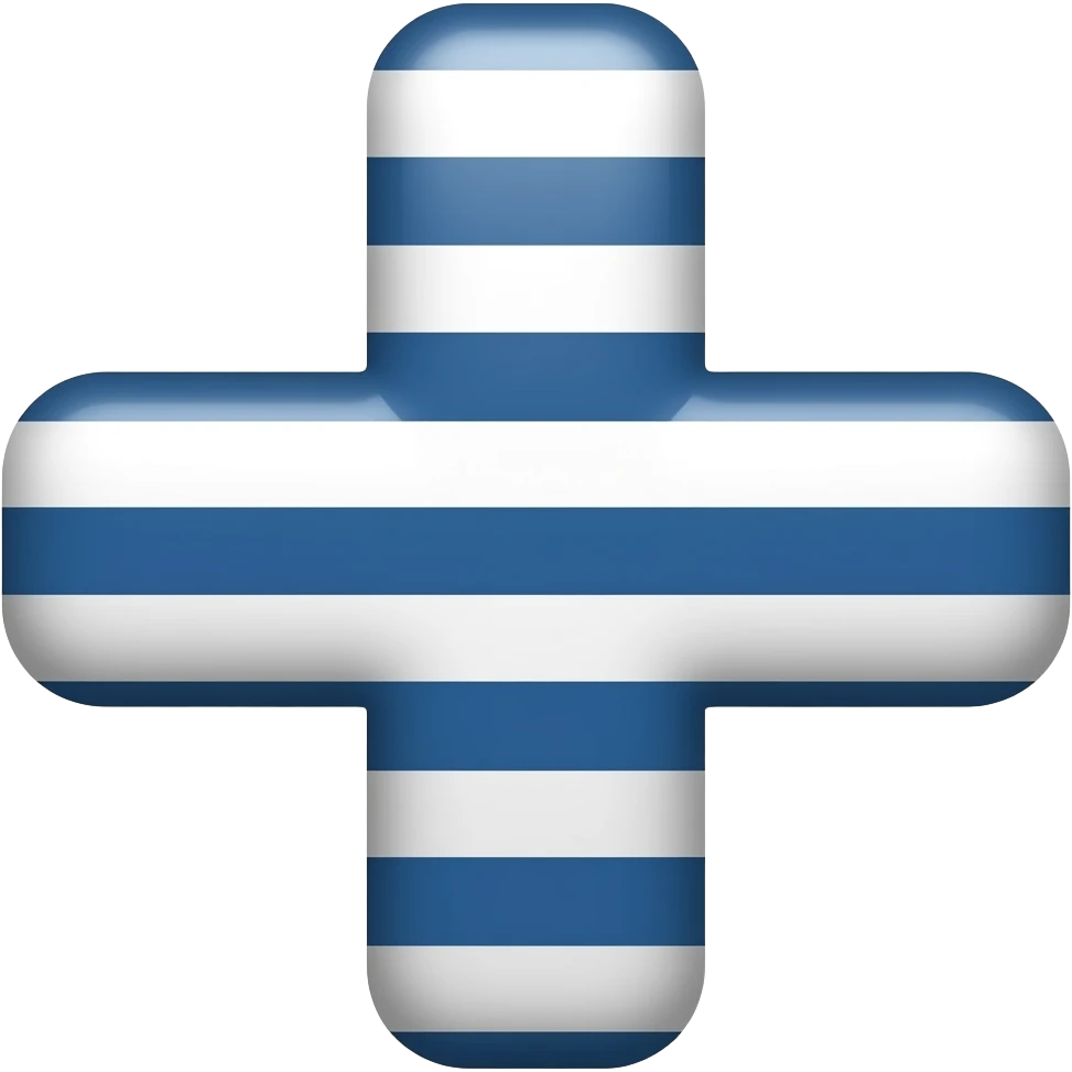 White and dark blue horizontal striped cross emoji