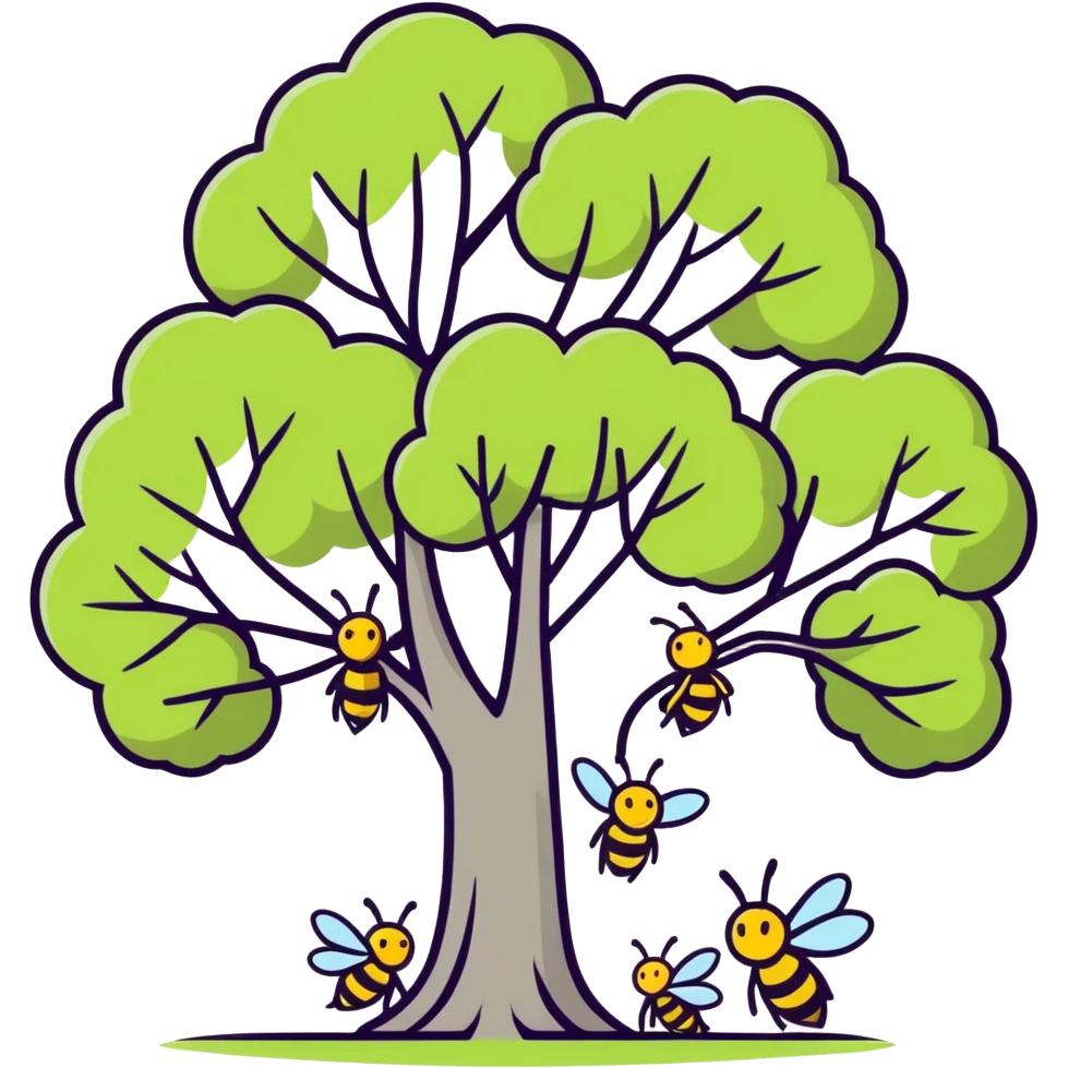 A willow tree with bees around it emoji