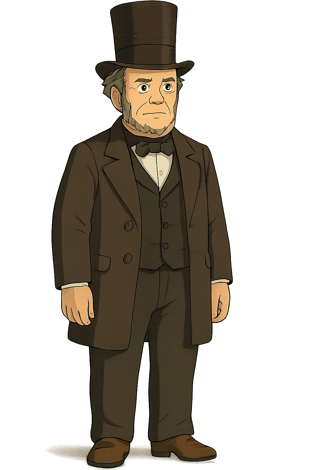 The full body of a US government politician or president from the 1850s wearing a top hat emoji