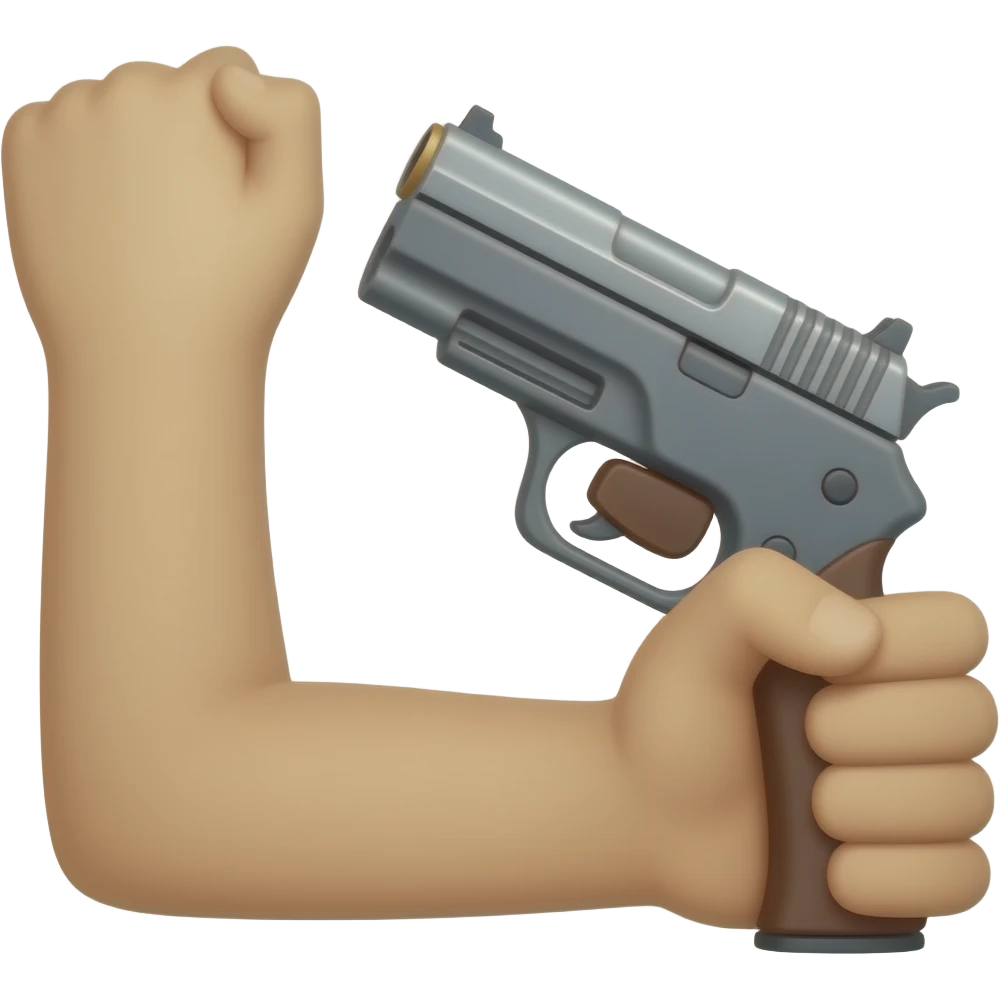 Gun pointing up like an L with a extended mag emoji