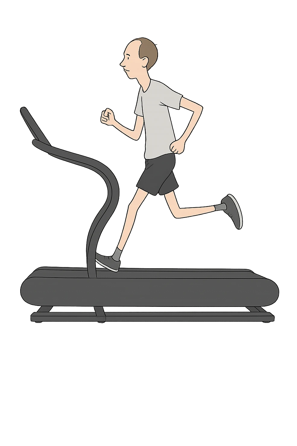 uomo che corre sul tapis roulant ma è secco e senza muscoli. emoji