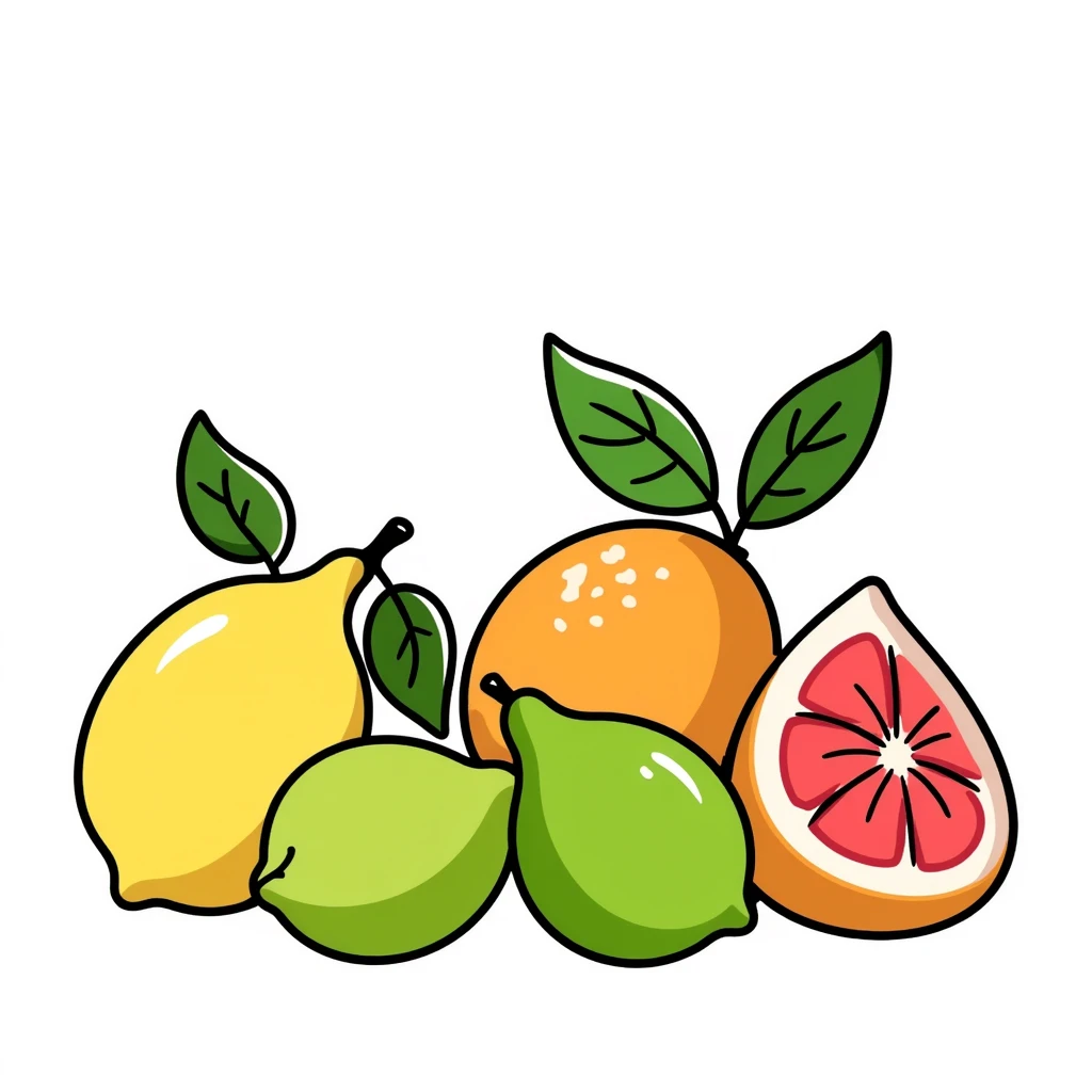 sour fruits, hand drawn style, notion style emoji