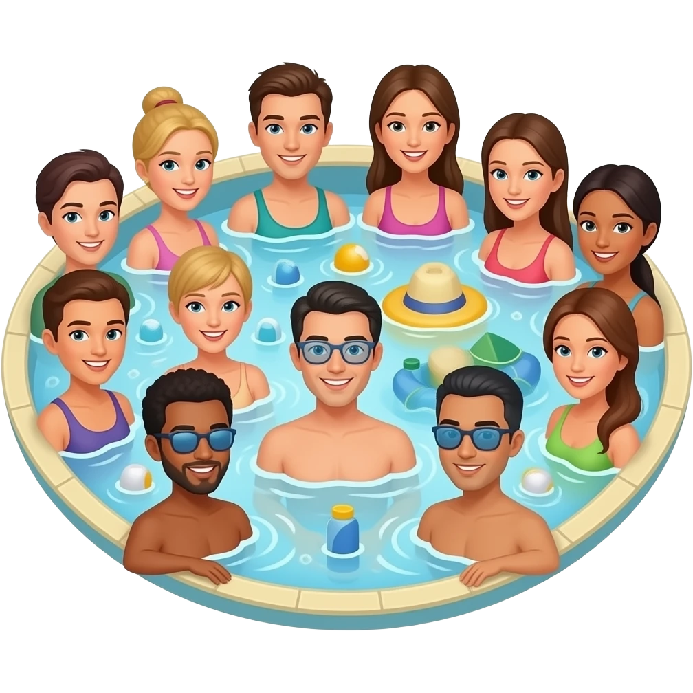 Lots of People in hot tub emoji