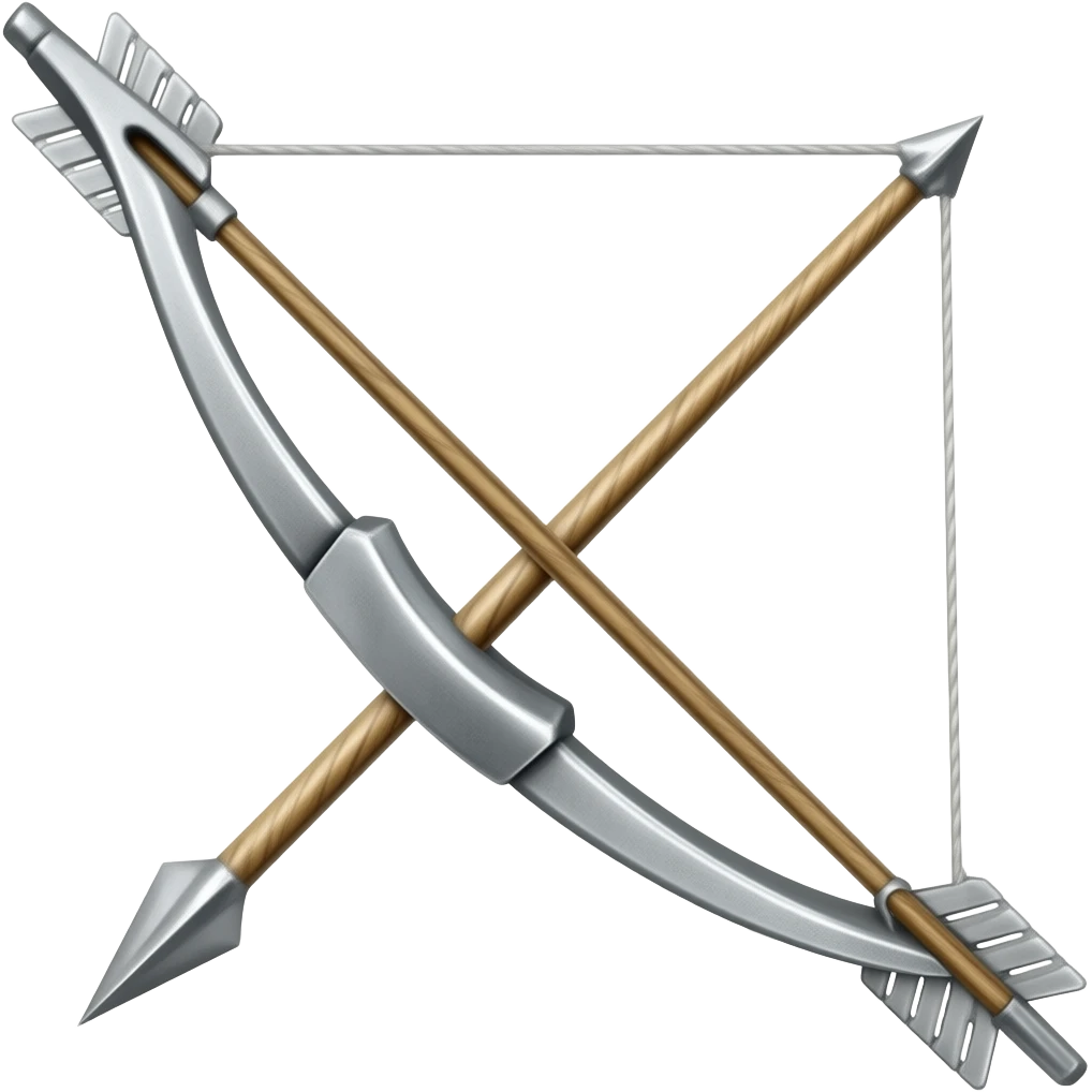 show a medieval bow with an arrow - with no figures holding it. Make them sliver with no background emoji