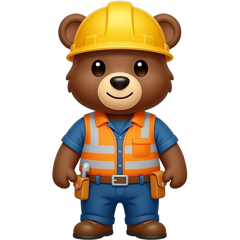 Un oso vestido de constructor emoji