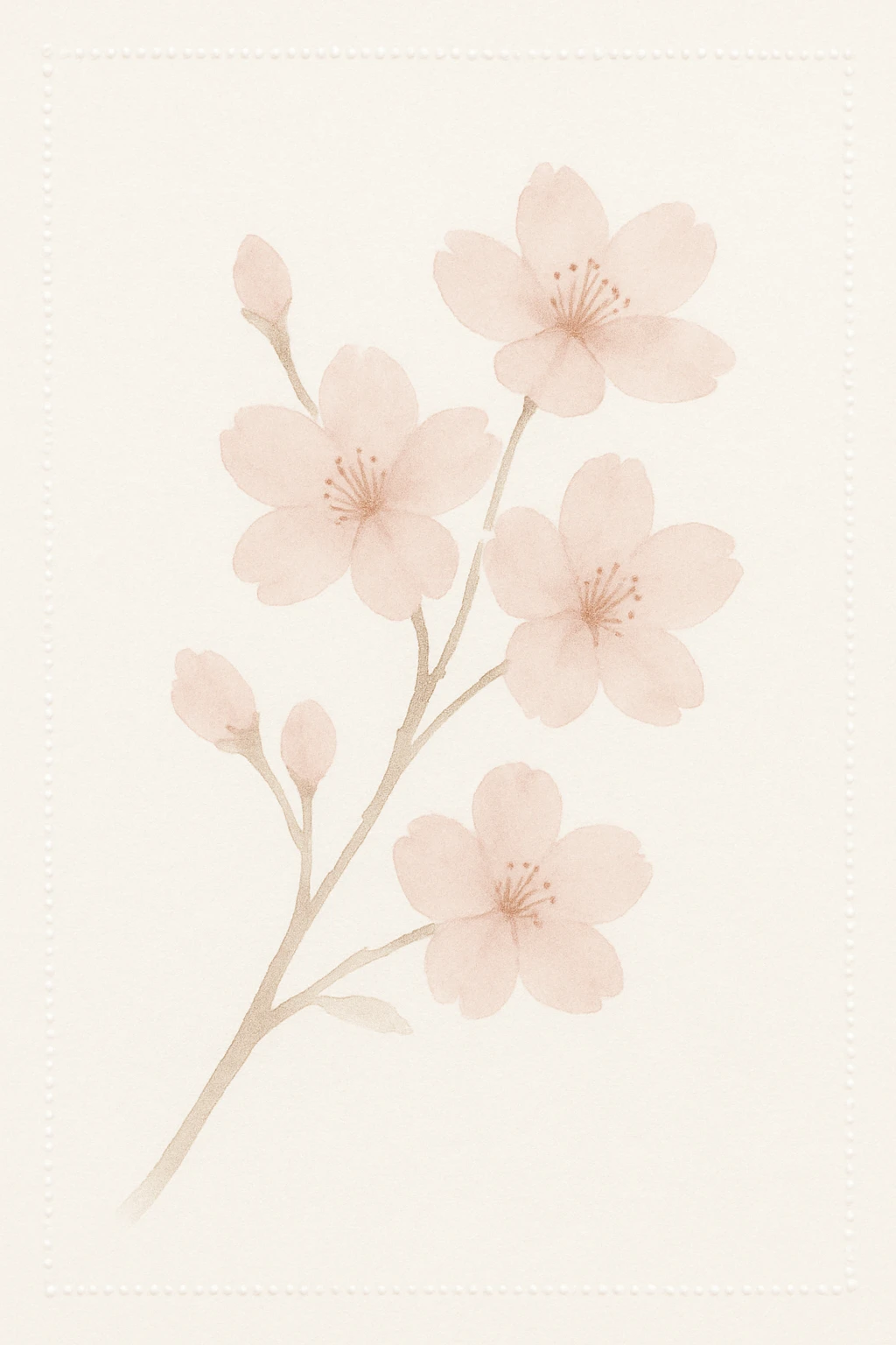 pastel sakura branch with a pearl border, watercolor art style emoji