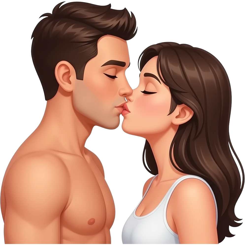 Sexy naked male and female kissing emoji emoji