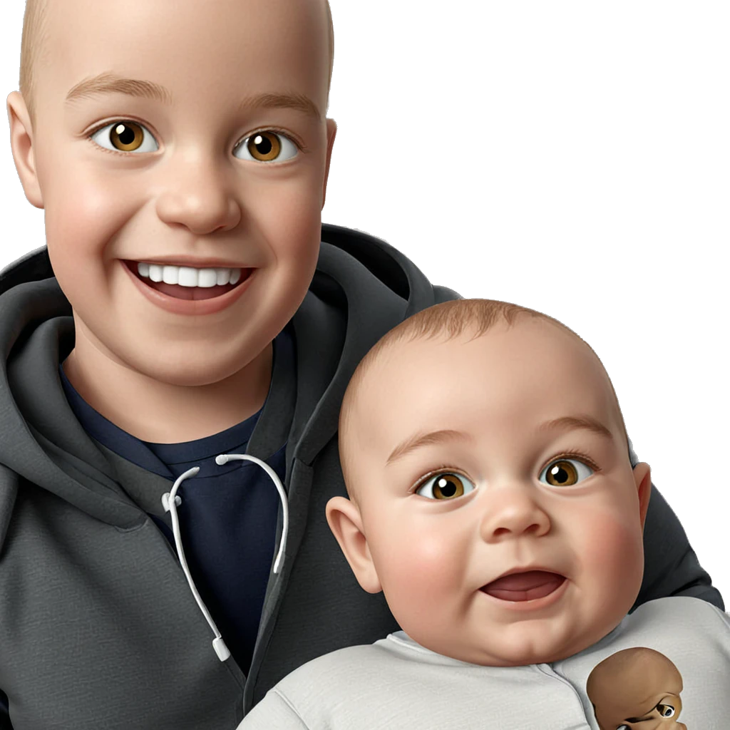 bald baby boys smiling together emoji