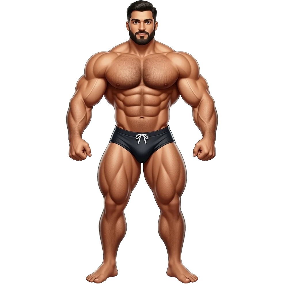 Huge indian muscular hairy bodybuilder in briefs with huge bulge full body sticker emoji