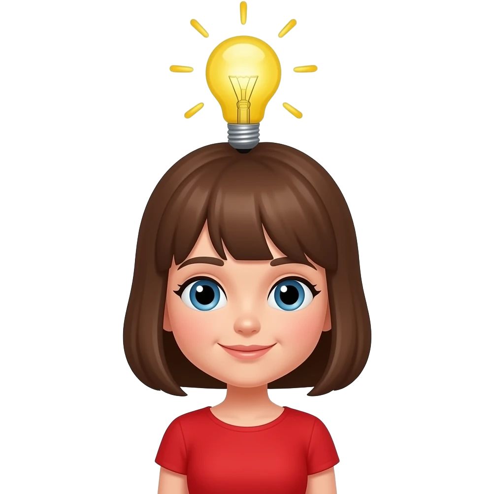 a girl with lightbulb on above her head emoji