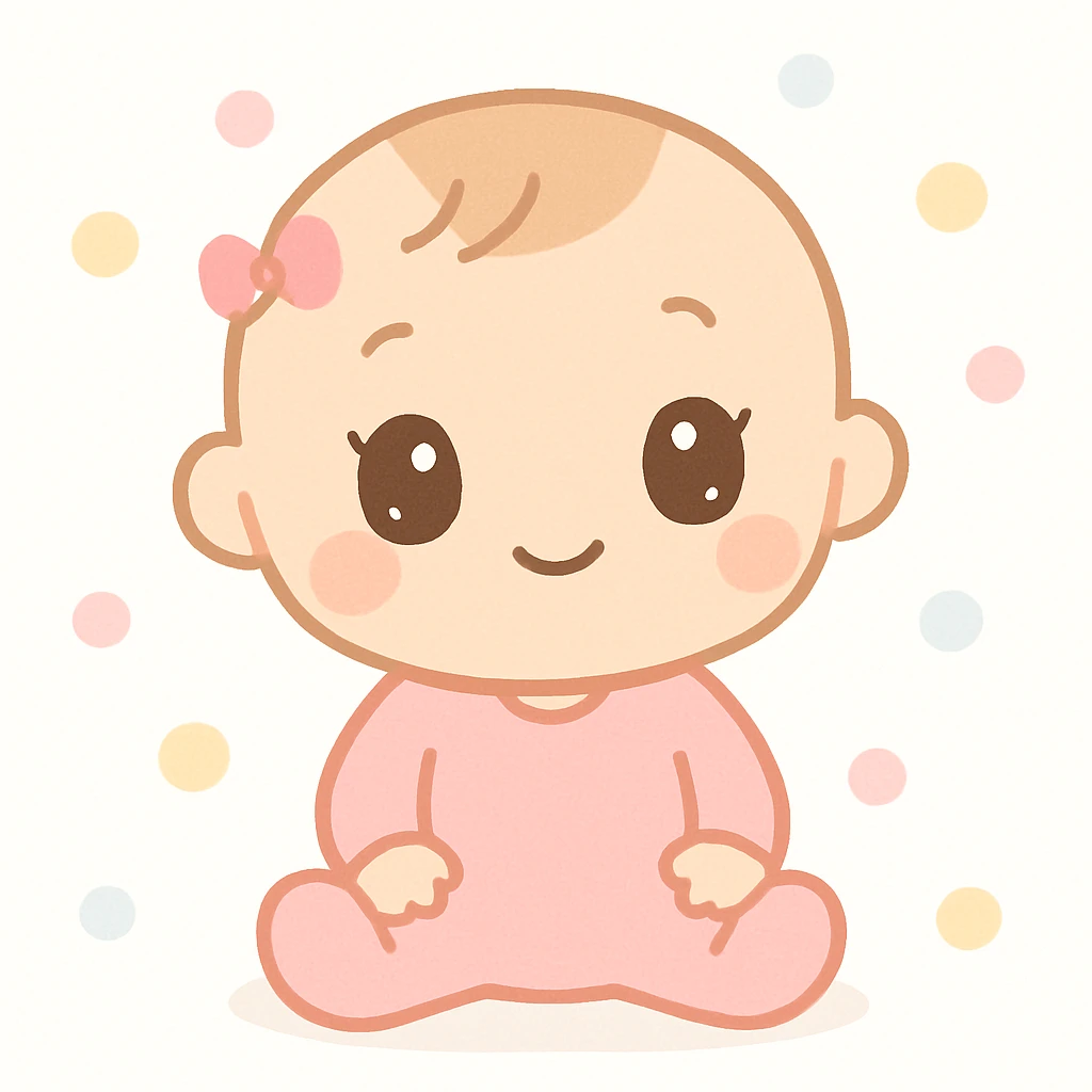baby girl, cartoon style, big eyes, pink outfit emoji
