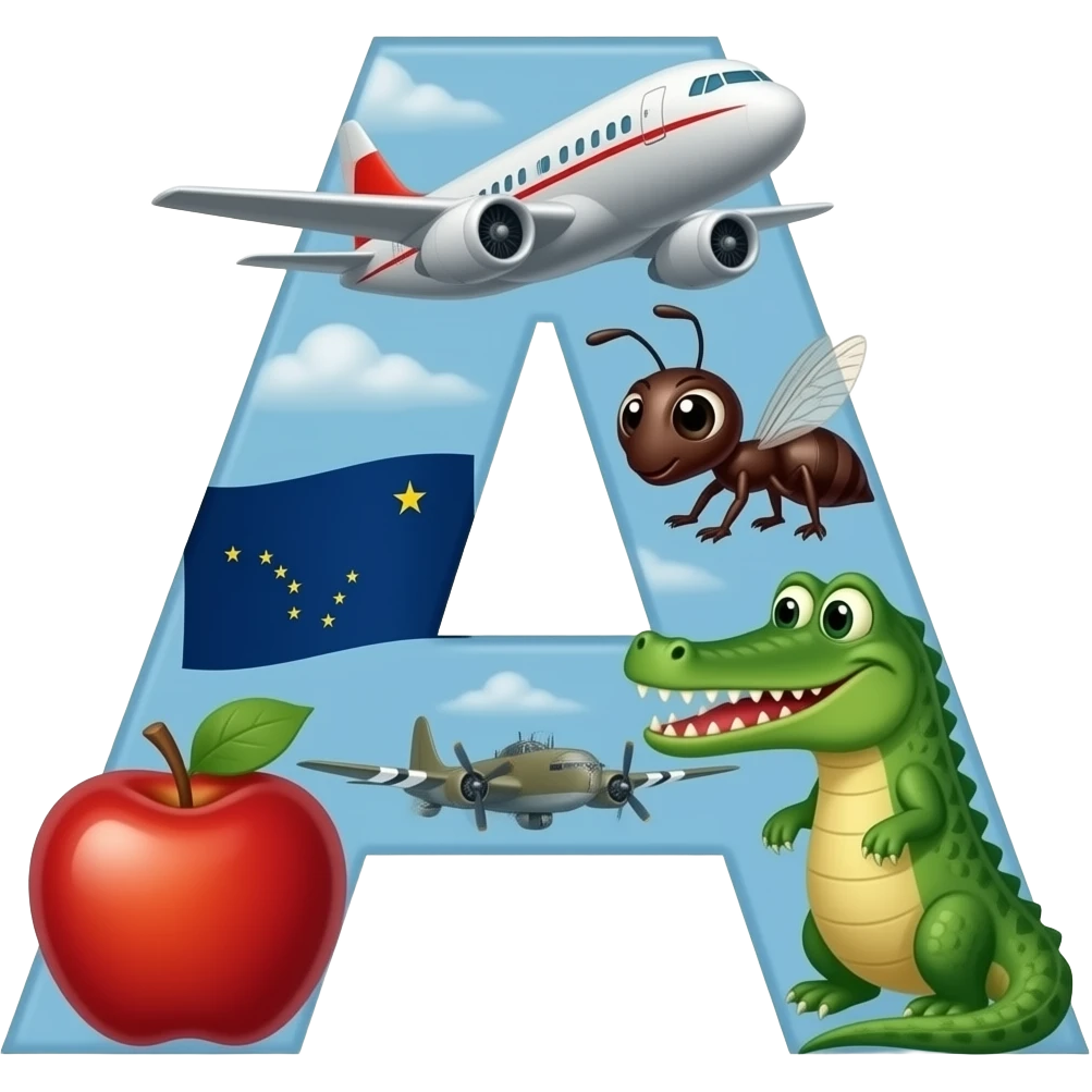 A is for airplane a is for ant a is for Apple a is for alligator a is for Alaska ww2 emoji