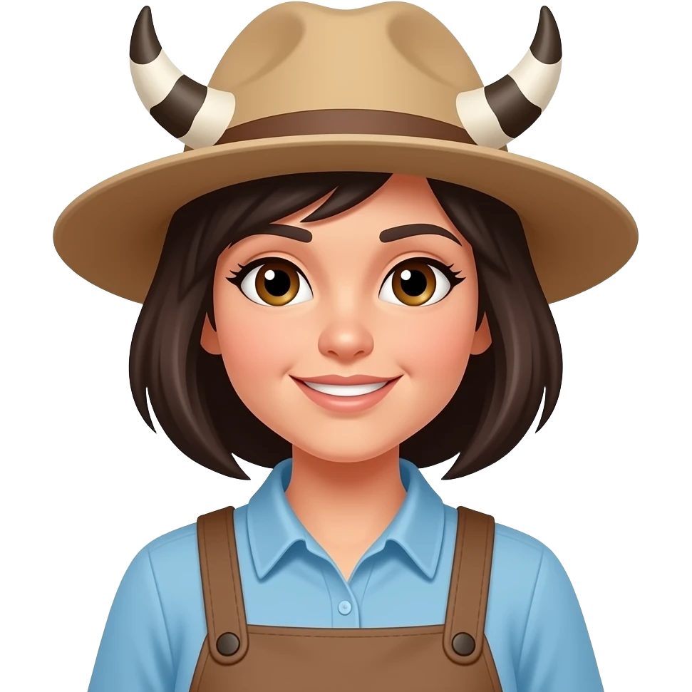 Woman farm animal zookeeper dark hair and brown eyes emoji