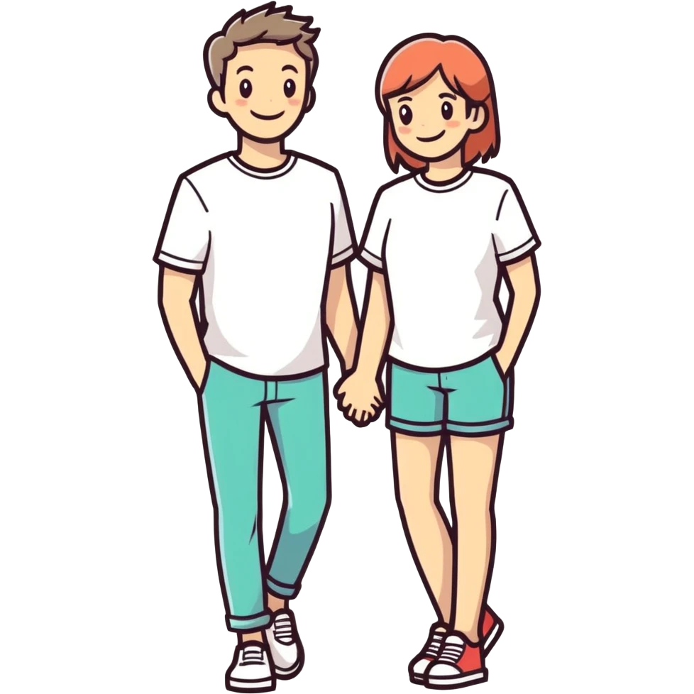 smiling couple in casual attire emoji