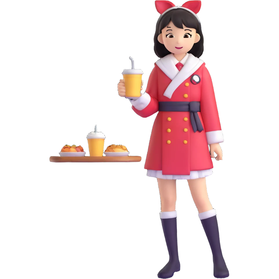 Japanese female high school student in cafe cosplay costume at cultural festival emoji