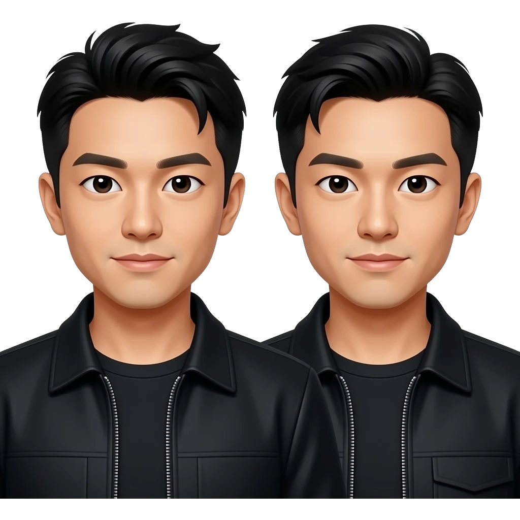 Two Japanese Yung Men with black jacket emoji