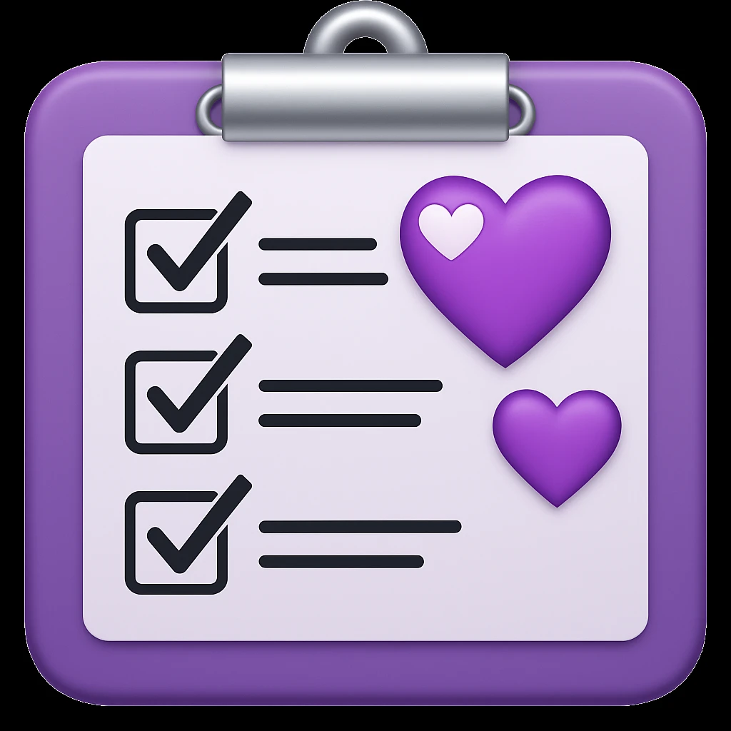 checklist purple heart emoji  emoji