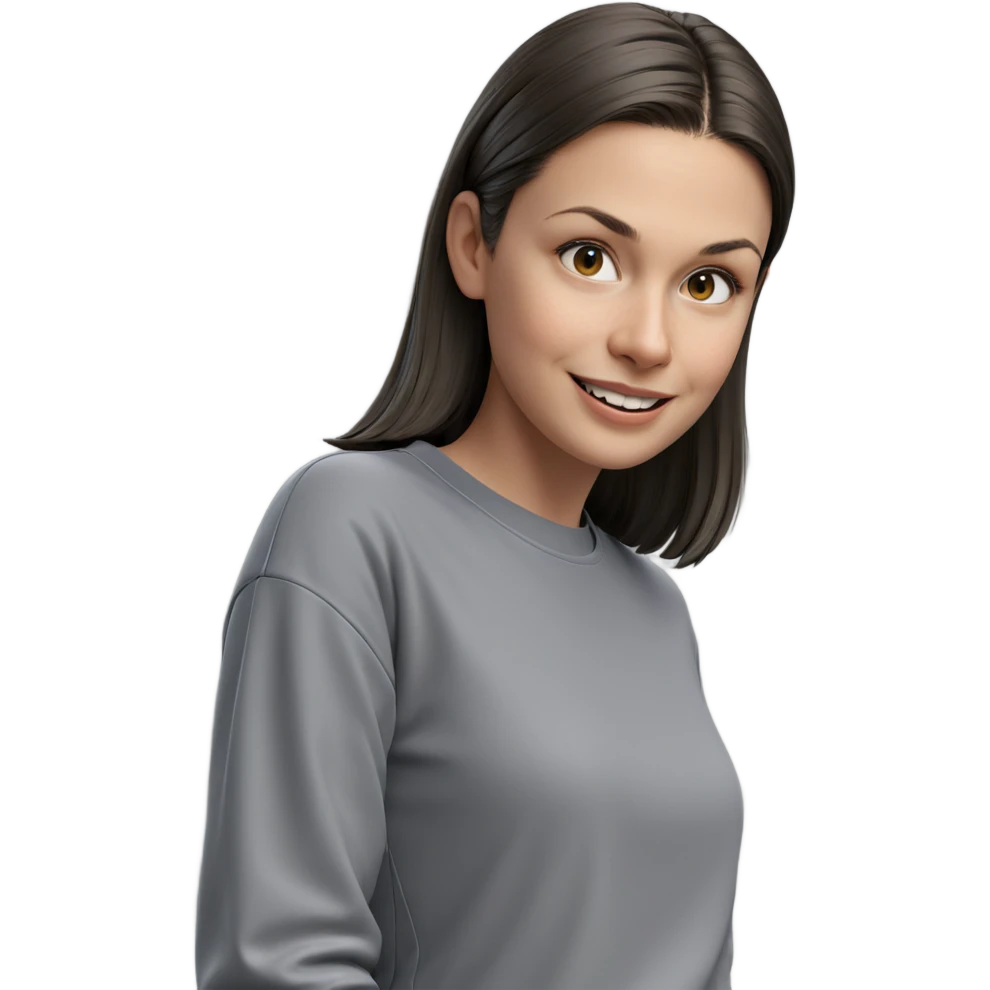 smiling girl in grey shirt emoji