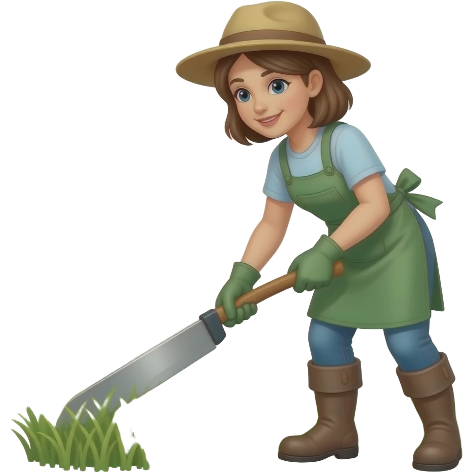 A woman cutting grass emoji