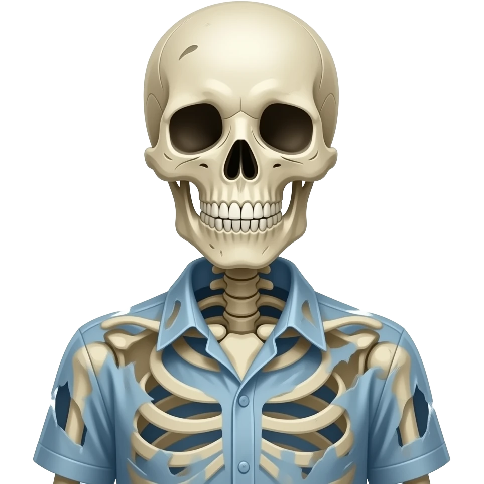 Jack, the skeleton wearing messy shirt and Eww emoji