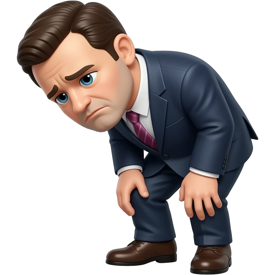 hombre de traje,jorobado,cansado,full body emoji