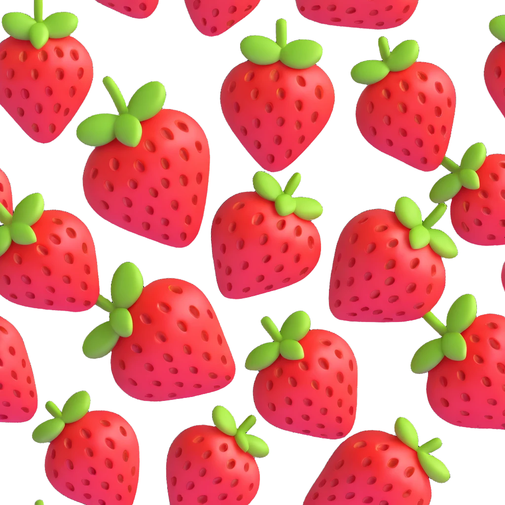 3D emoji style strawberry cluster, three-dimensional and vivid, no expression emoji