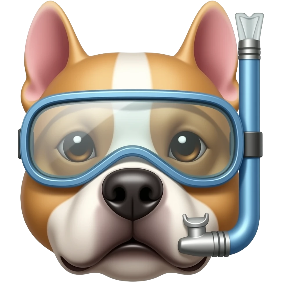 pitbull dogs head wearing diving goggles emoji