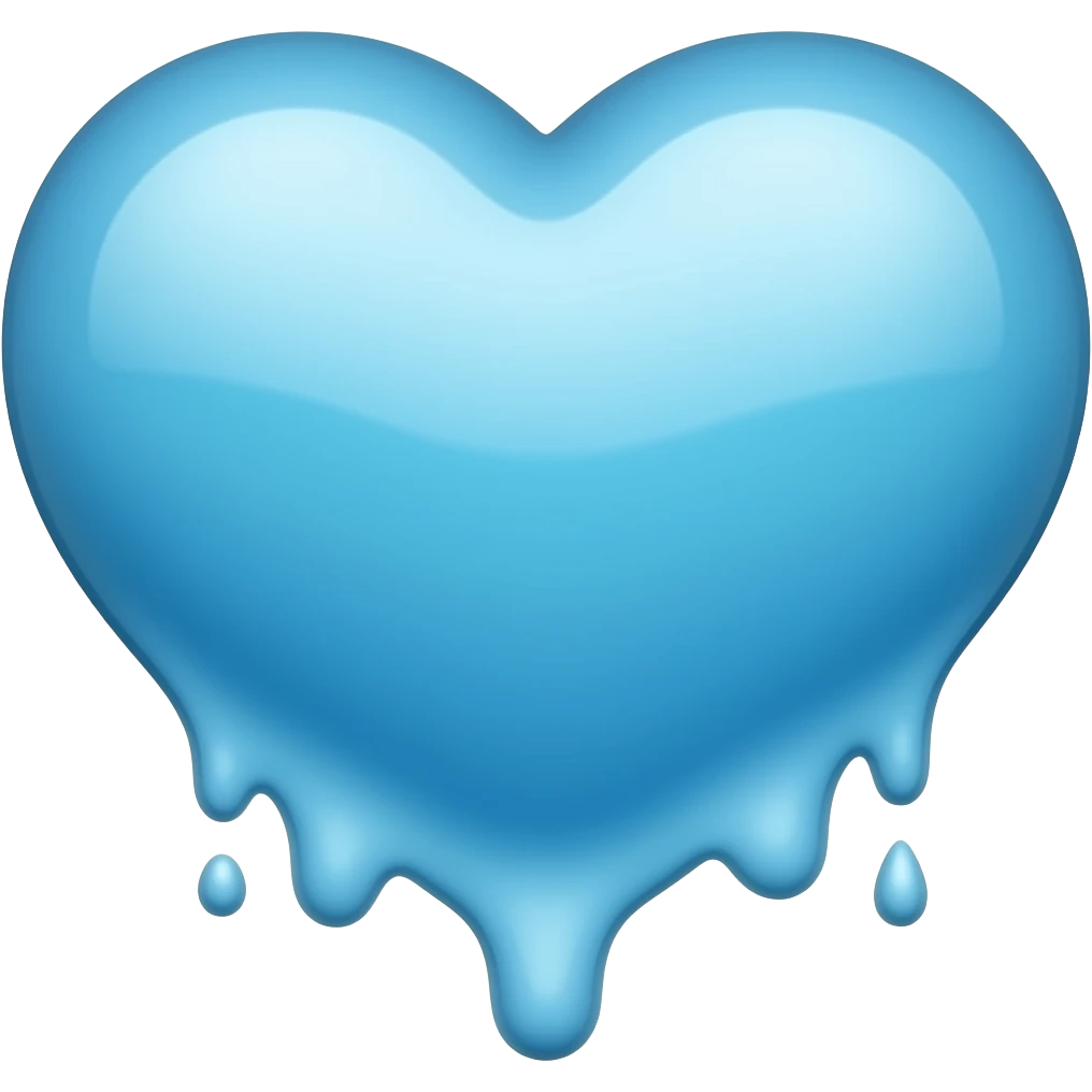 cyan #00C9FF  heart with white liquid dripping down emoji