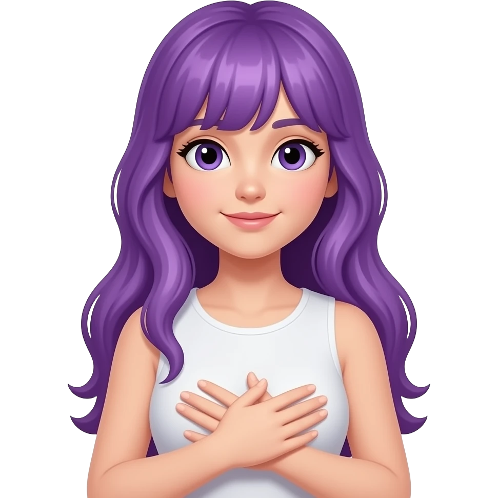 girl with long purple hair hold her breasts emoji