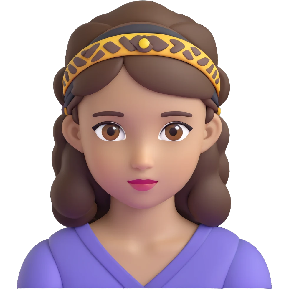 girl with brown eyes, brown hair, wearing a headband emoji