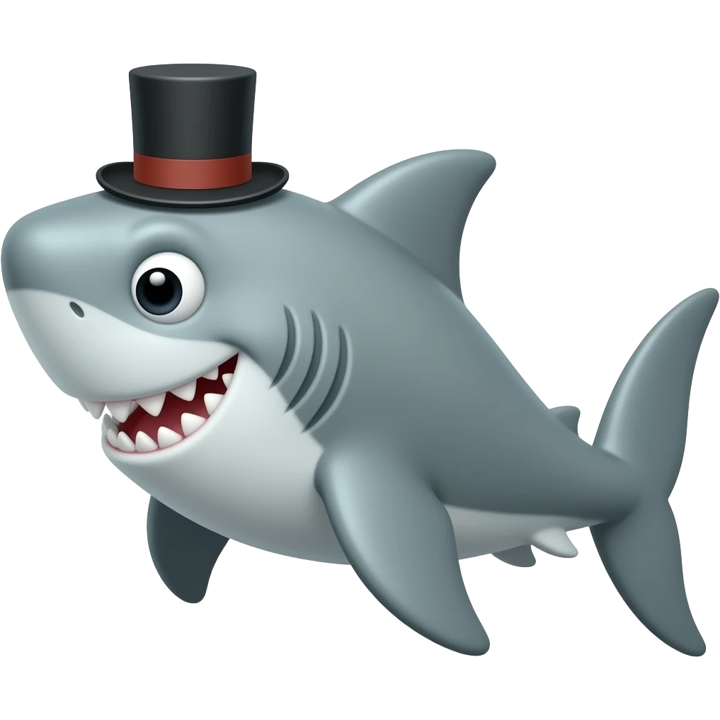 Shark with a top hat emoji