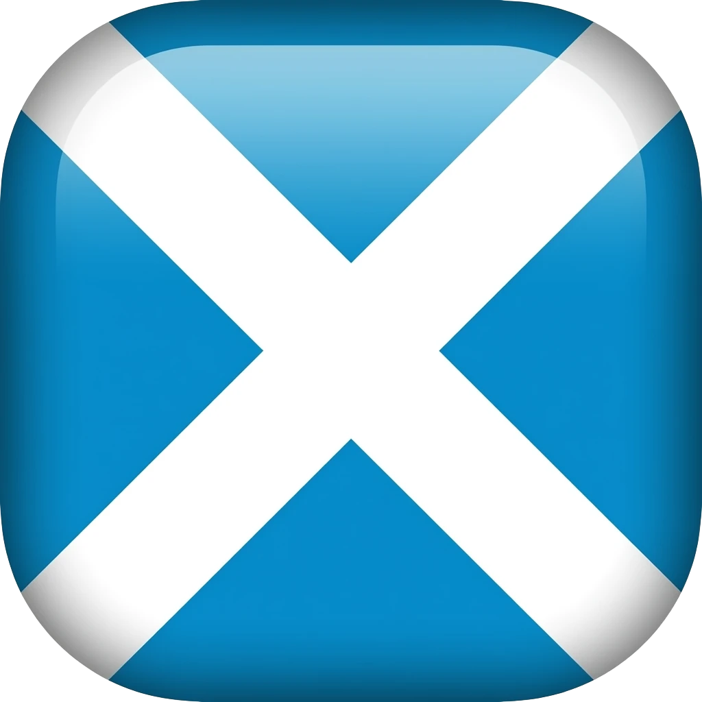 Minimalist flag with an X-shaped diagonal split: top and bottom cyan, left and right deep blue, flat colors, clean vector style. emoji