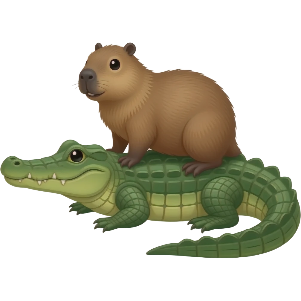 Capybara riding a crocodile  face view emoji