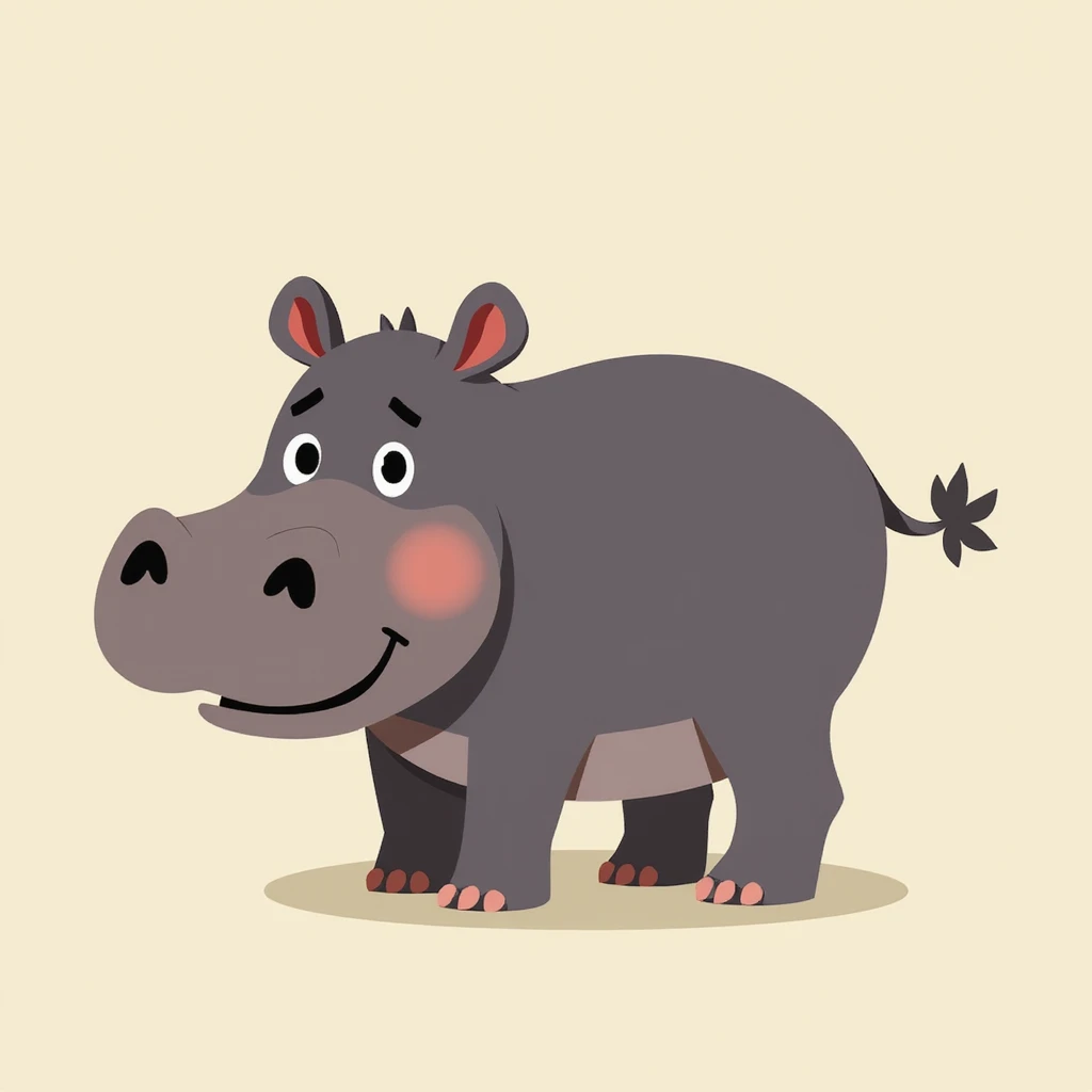 Flat design style hippo emoji