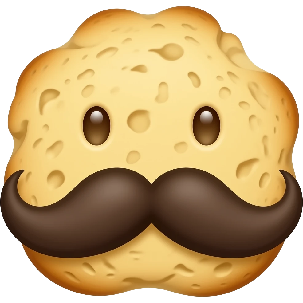 put on a moustache on a scone emoji