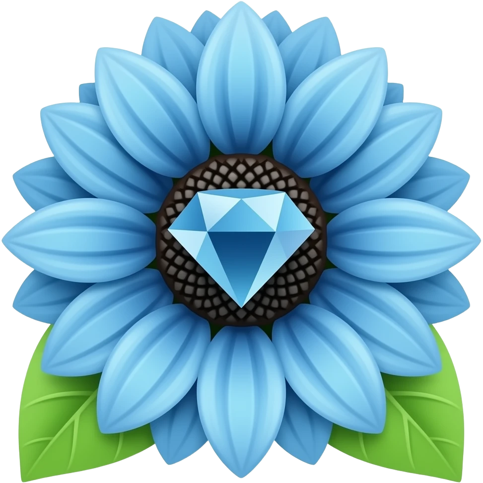 Blue sunflower with a circular blue diamond at the centre emoji