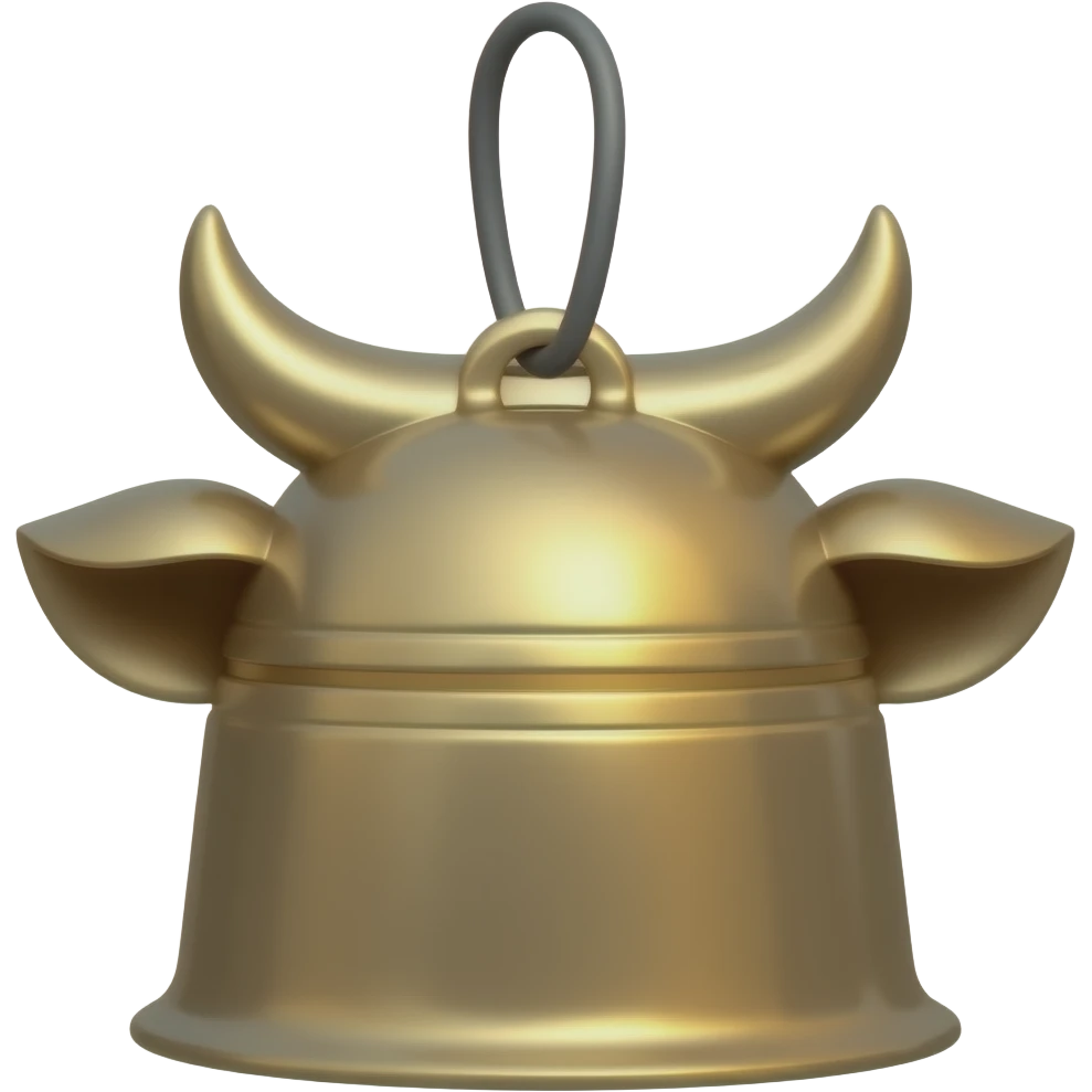 Cowbell bronze with a black thin string attached with nothing on it emoji