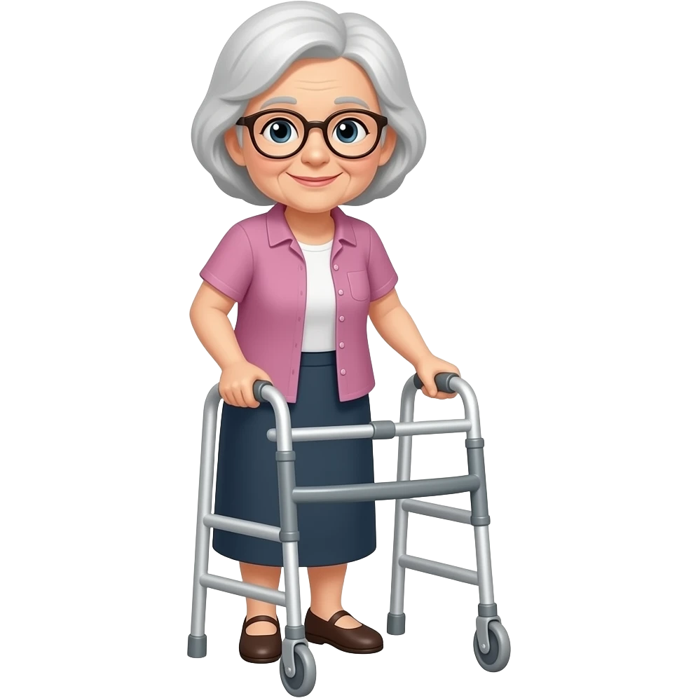 Should look just like this but the woman is clearly old and has a walker instead 👩‍🦯‍➡️ emoji