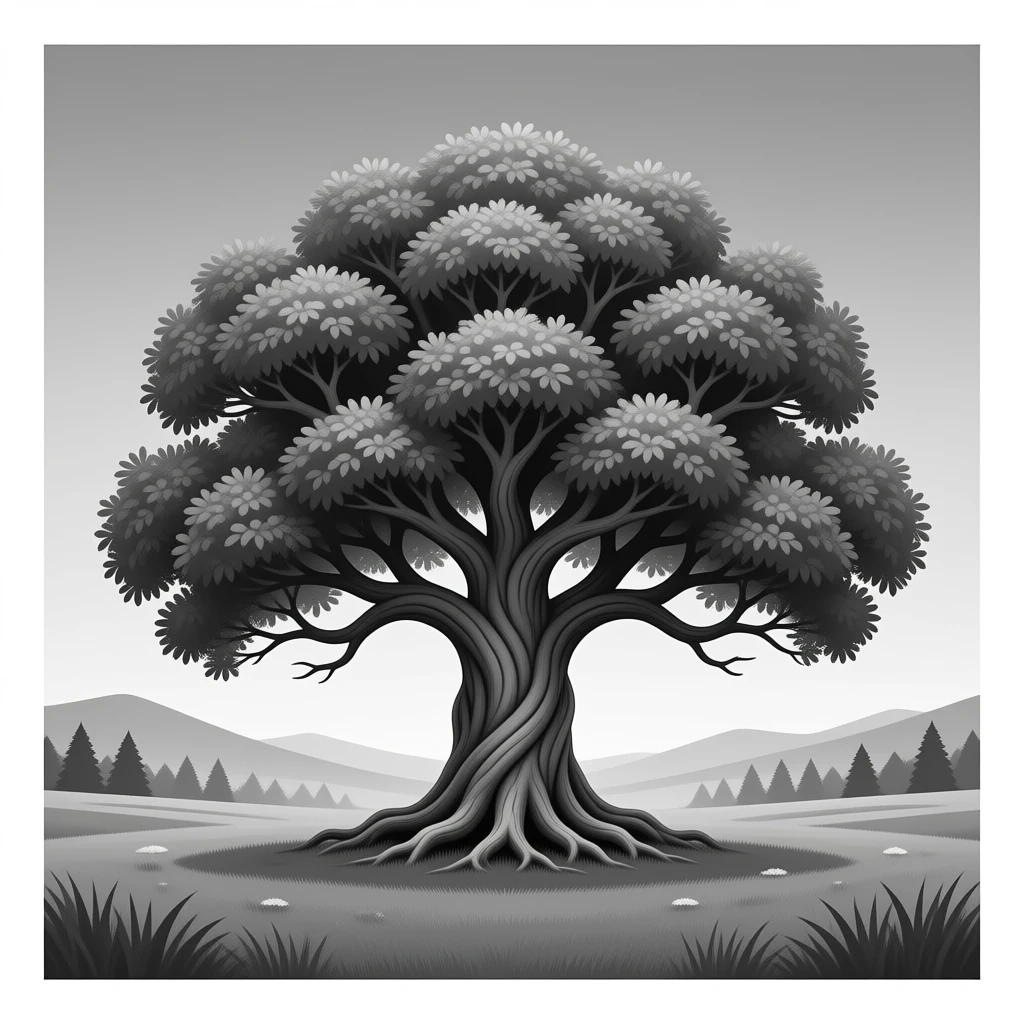 Calm black white  pain one Asthetic Yggdrasil emoji