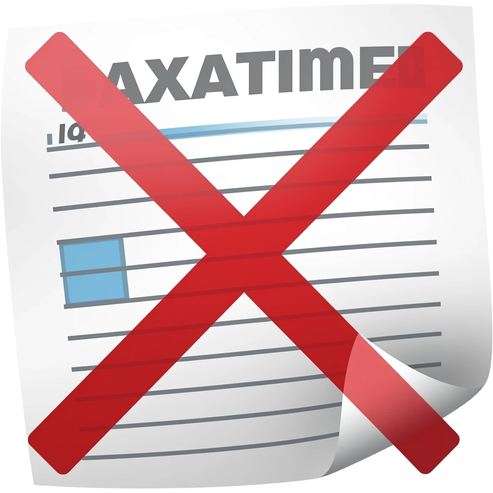 an exam with a failed grade with an X emoji