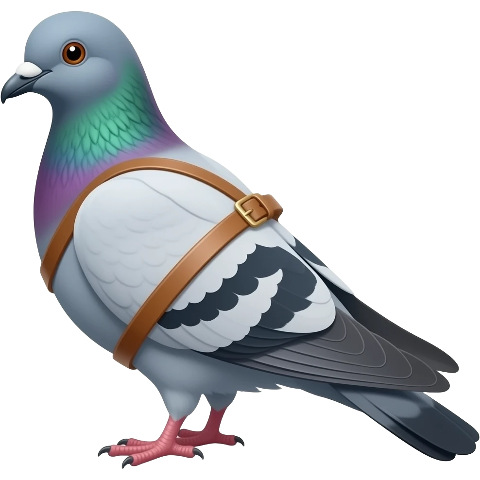 dove with belt wrapped around back emoji