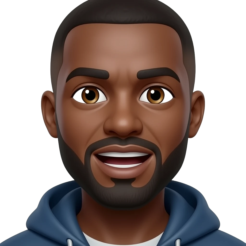 Fait moi un emoji 3D d'un homme black avec des espressivo emoji