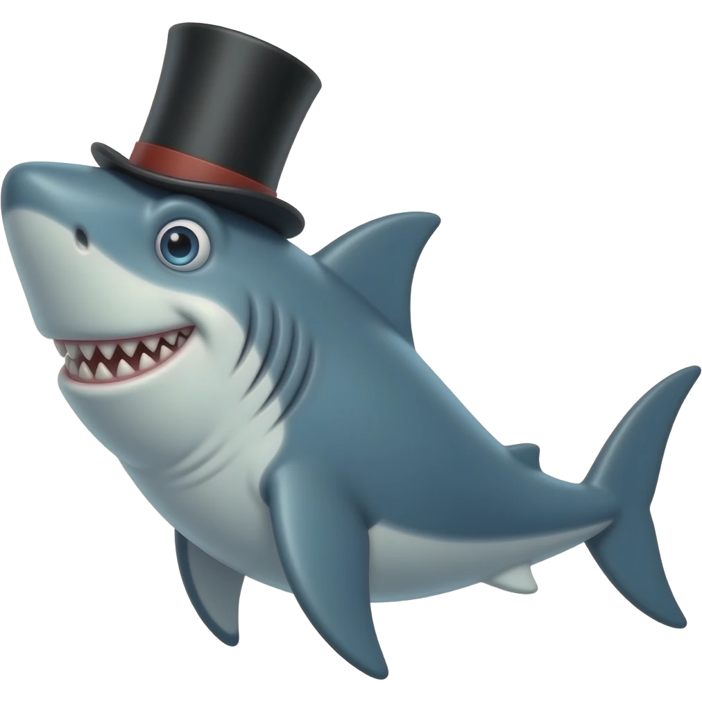 Shark with a top hat emoji