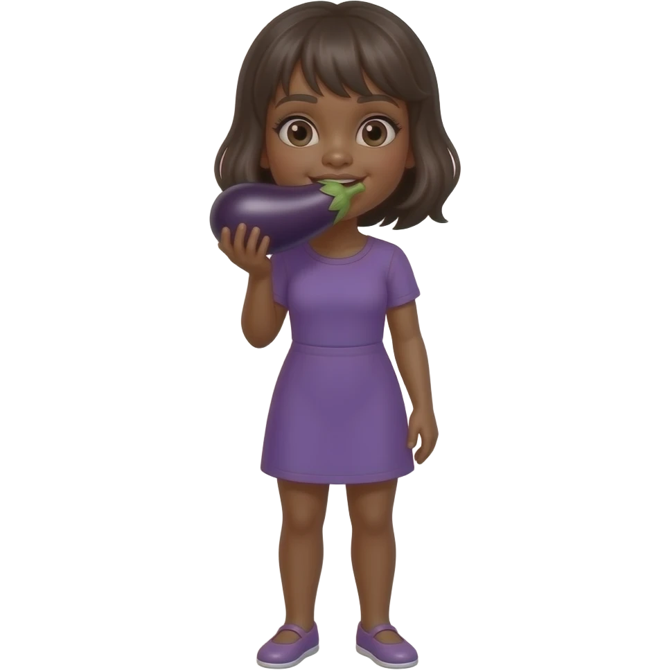 A black girl sucking an eggplant emoji